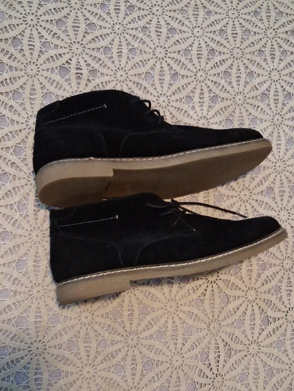 Sonoma Black Suede Chukka Boots with Tan Outsole